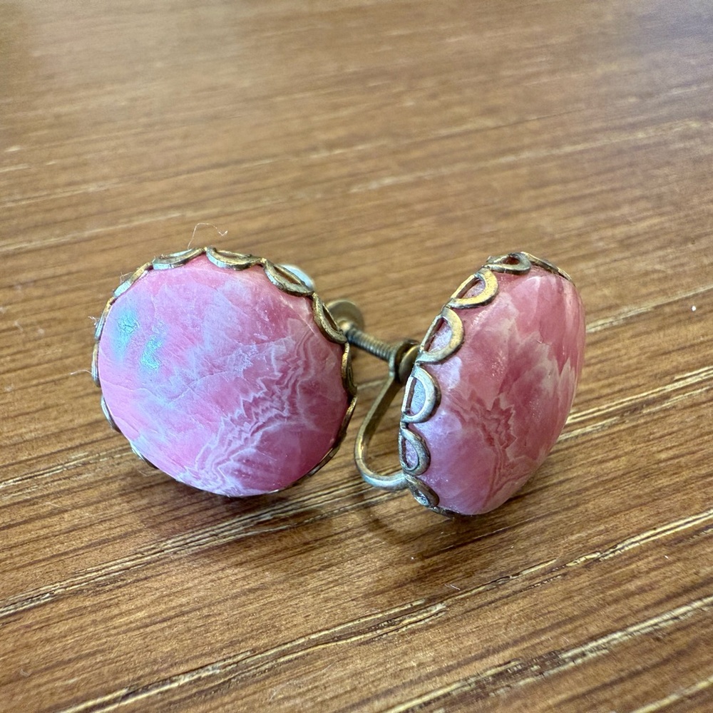 Pink Swirl Clip-On Earrings